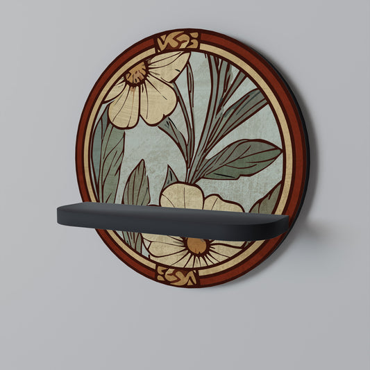 Mensola rotonda HERITAGE BLOSSOM in finitura nera