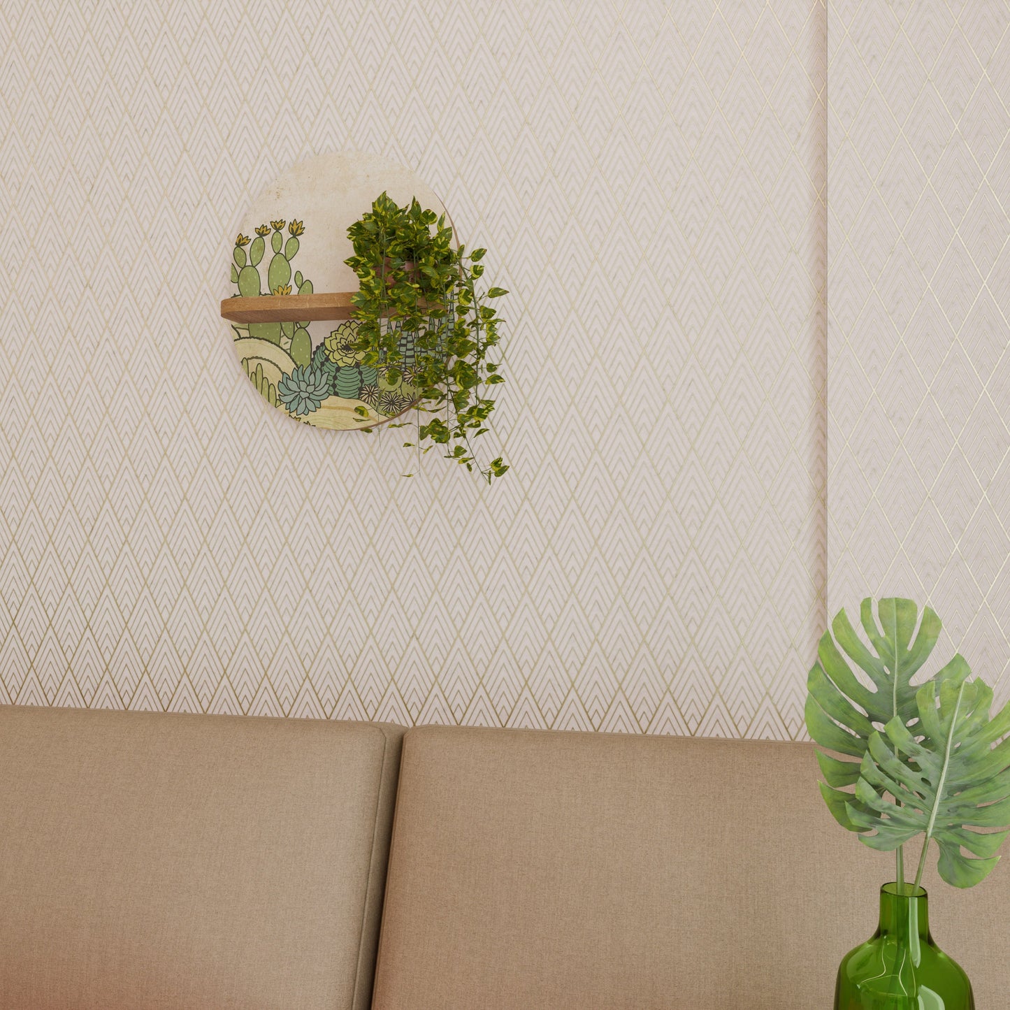 SUCCULENTS KALEIDOSCOPE Mensola ovale in effetto rovere