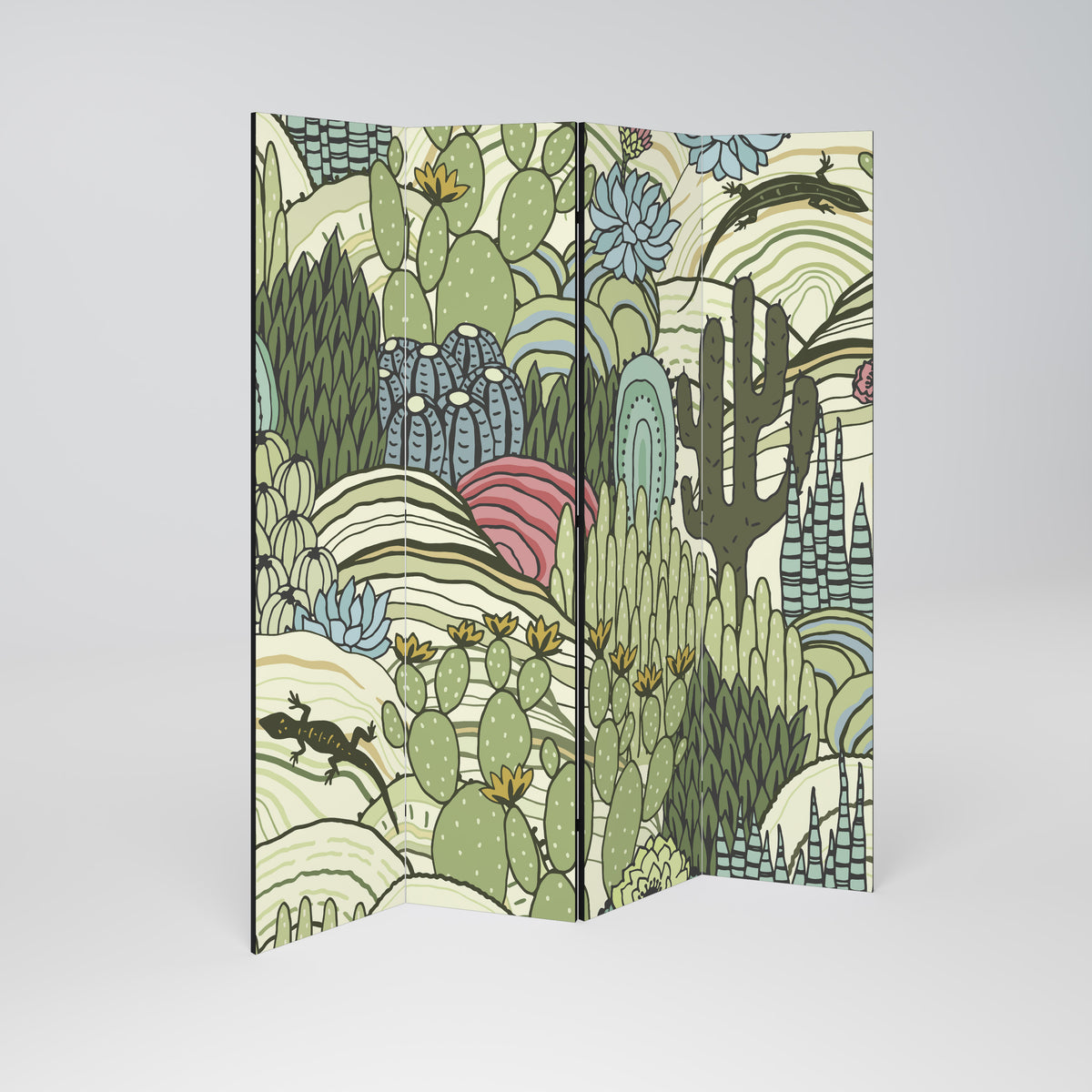 SUCCULENTS KALEIDOSCOPE Paravento Decorativo a 4 Pannelli