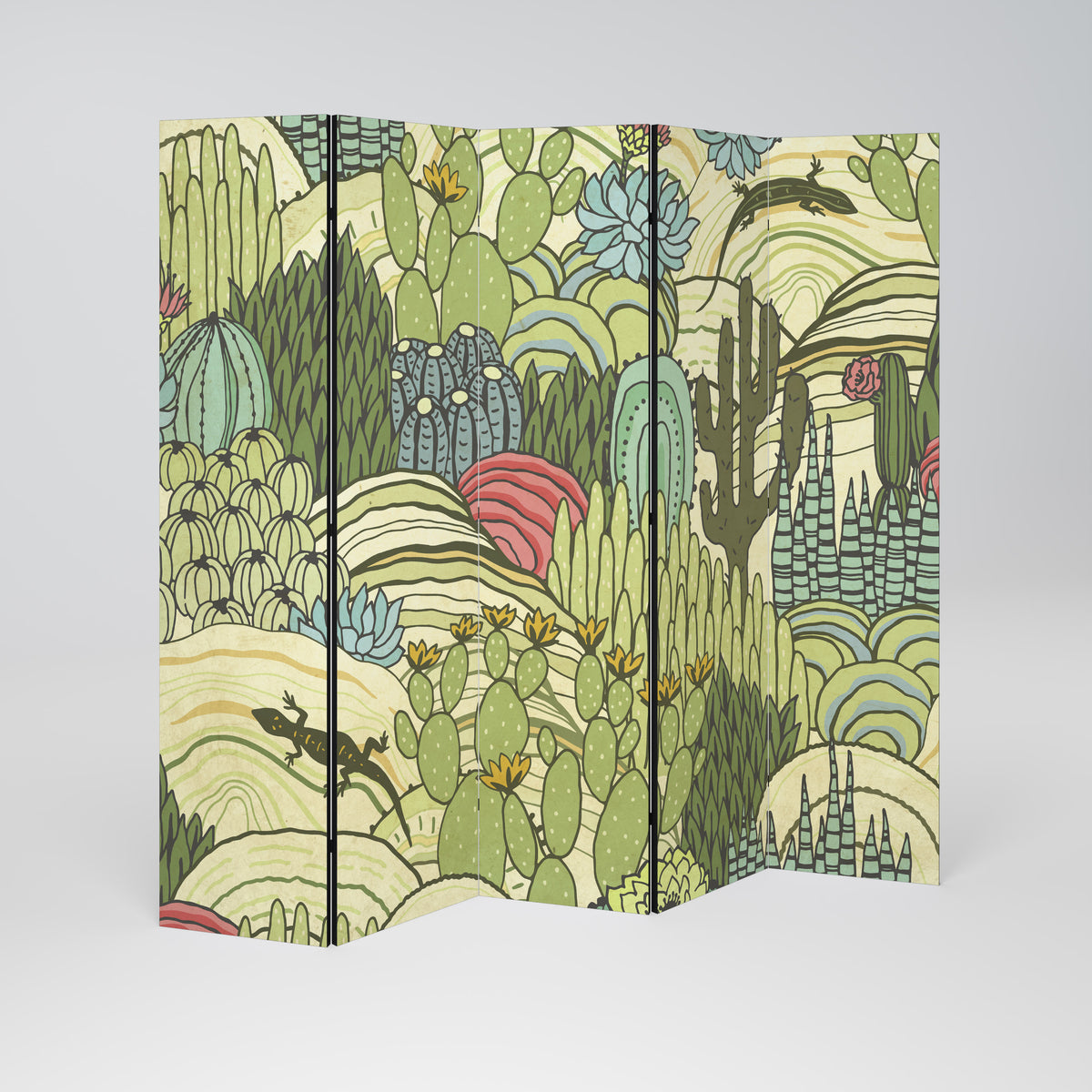 SUCCULENTS KALEIDOSCOPE Paravento Decorativo a 5 Pannelli