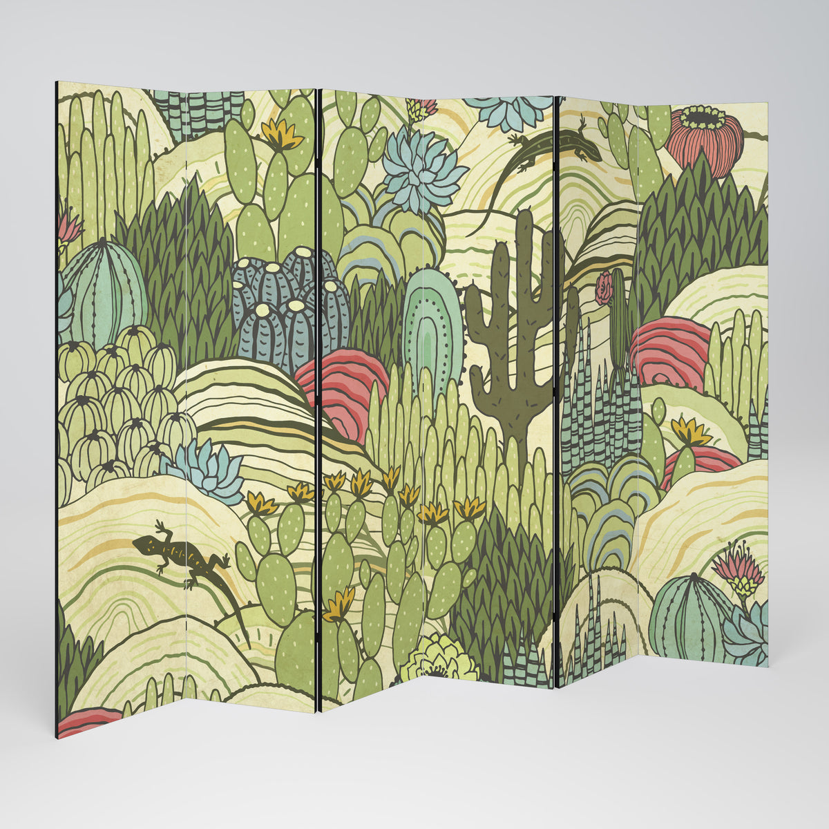 SUCCULENTS KALEIDOSCOPE Paravento Decorativo a 6 Pannelli
