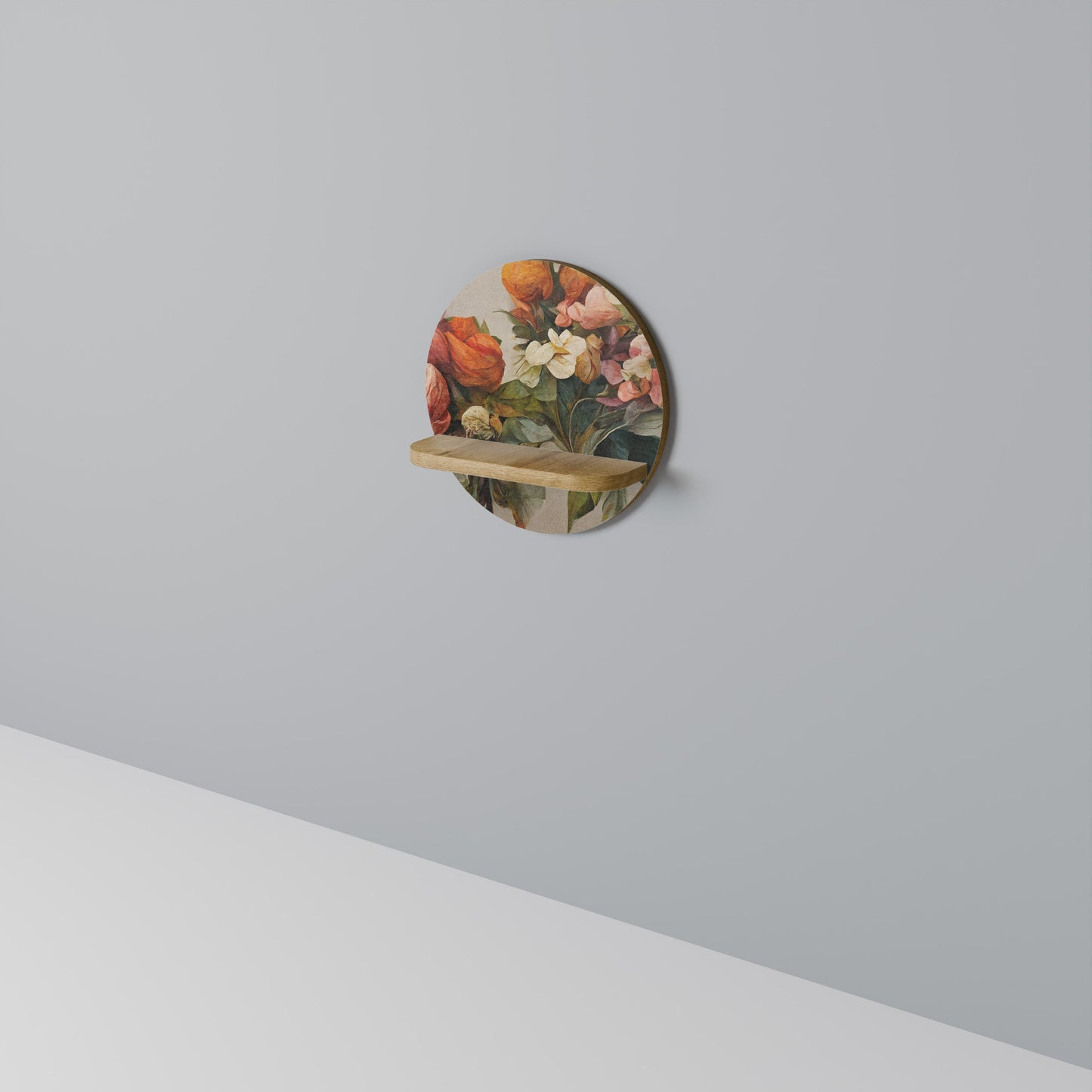 STYLISH BEAUTY Mensola rotonda per arte in effetto rovere