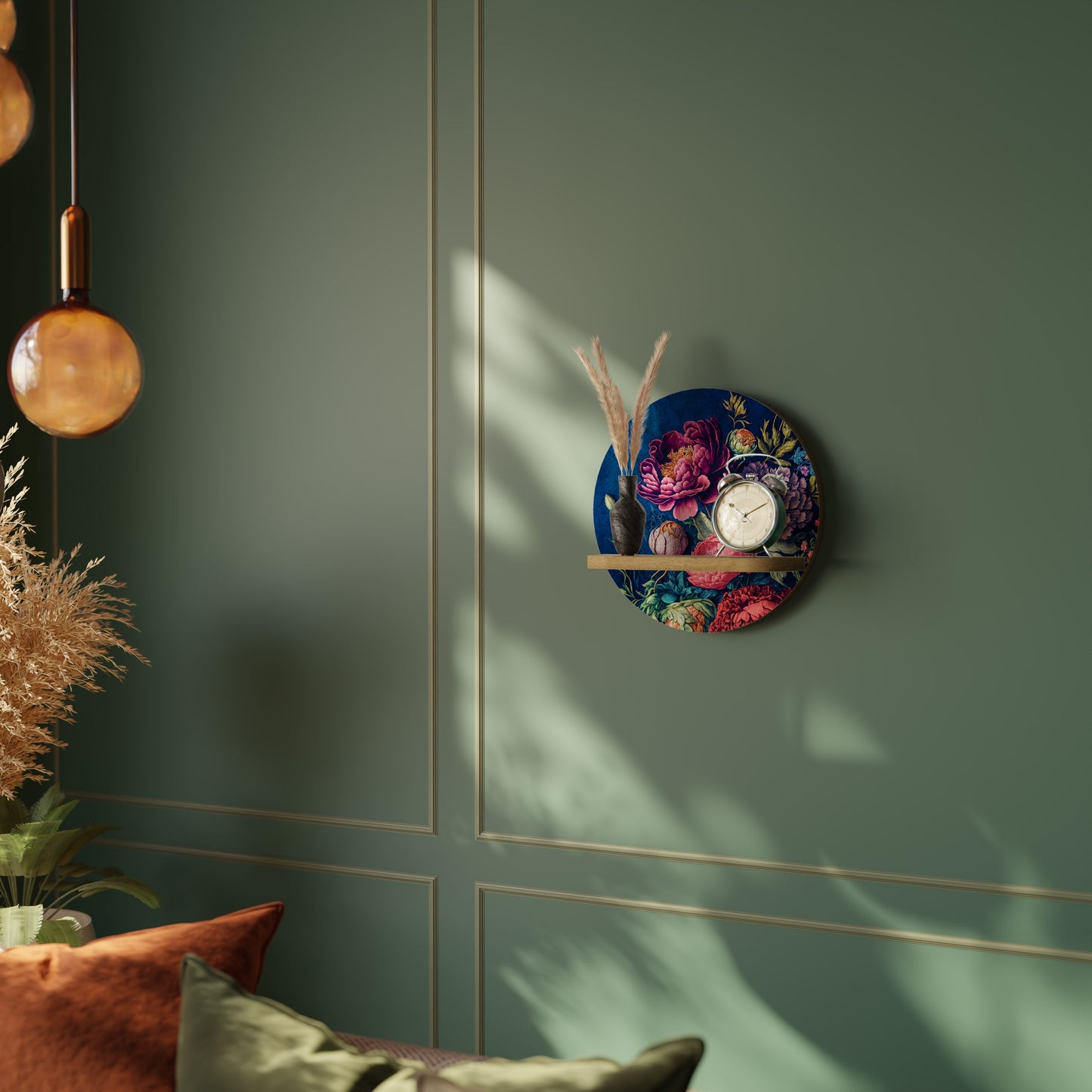 BLOOMING ELEGANCE Mensola rotonda per opere d'arte in effetto rovere