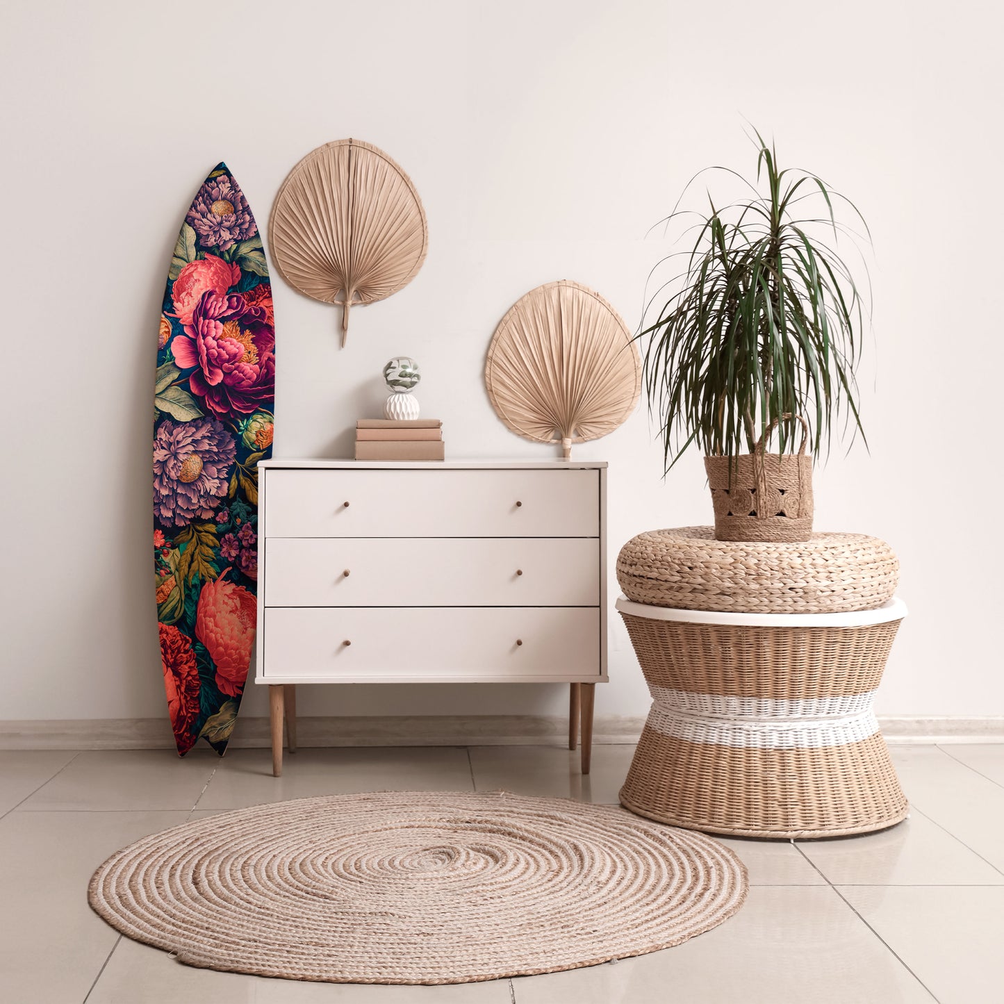 BLOOMING ELEGANCE Decorative Plywood Surfboard