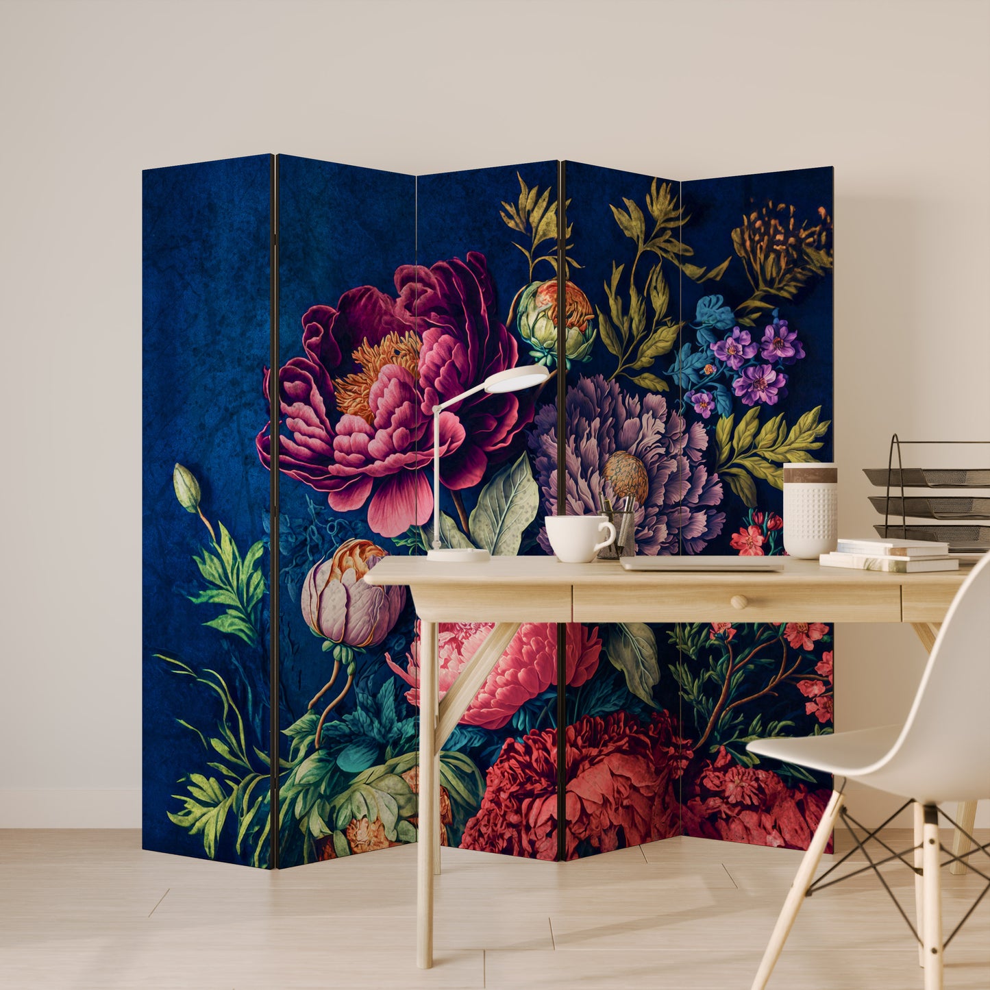 BLOOMING ELEGANCE Divisorio decorativo per ambienti a 5 pannelli
