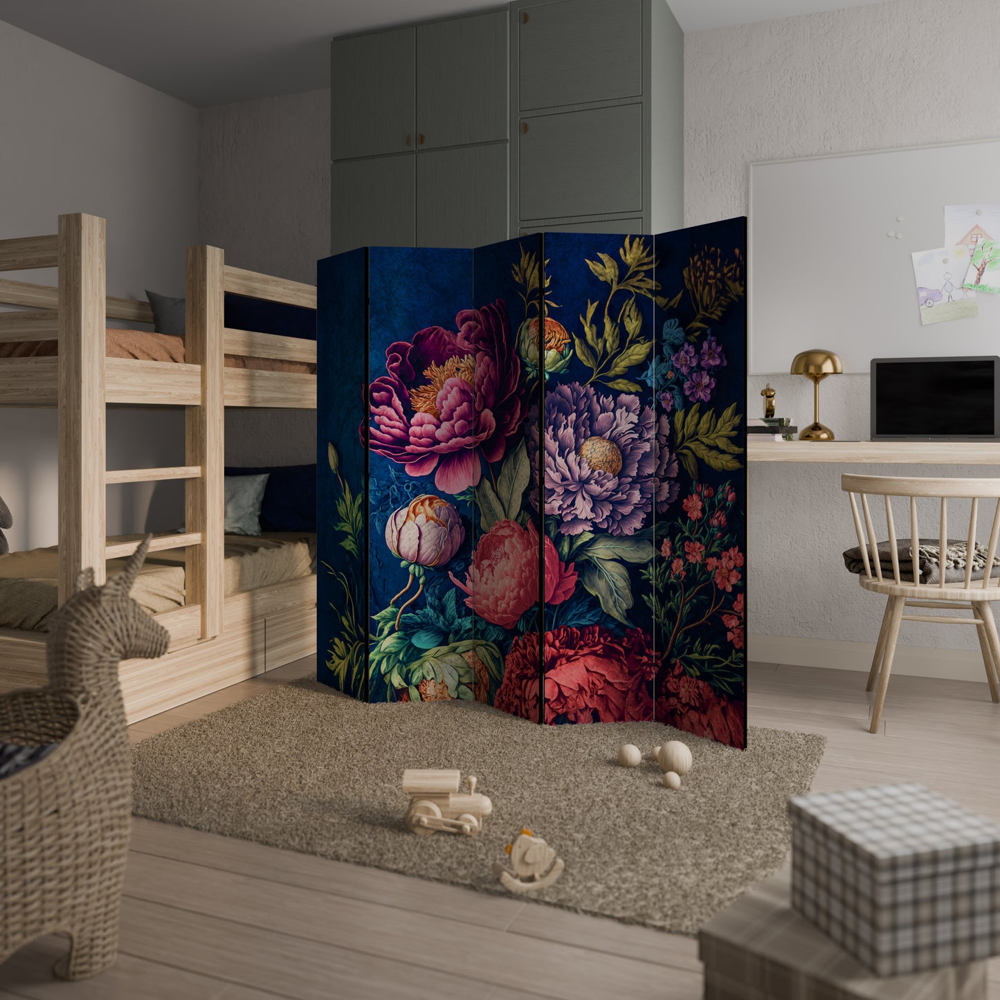 BLOOMING ELEGANCE Divisorio decorativo per ambienti a 5 pannelli