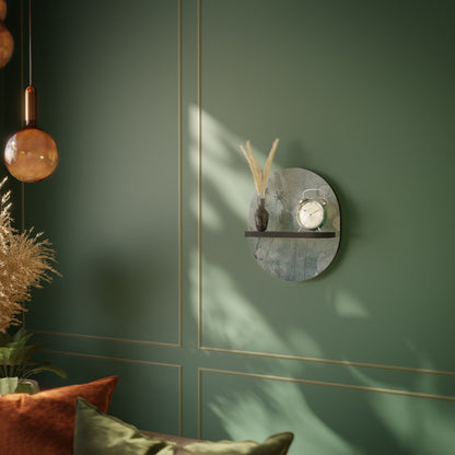 NIGHT LADY Oval Art Shelf In Black Finish