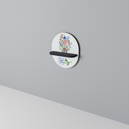 GARDEN GUARDIAN Oval Art Shelf In Black Finish