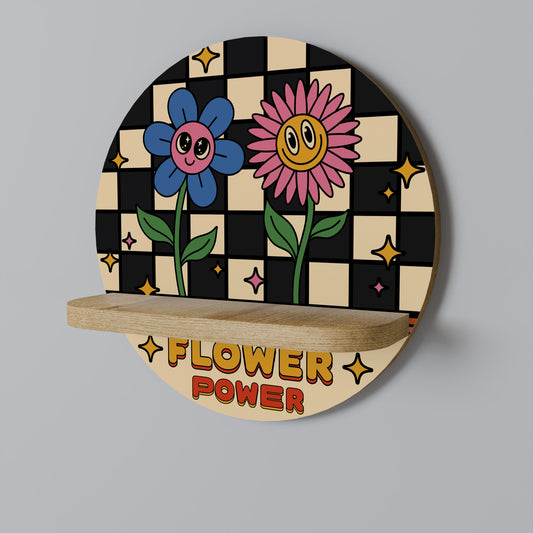 FLOWER POWER Mensola rotonda in effetto rovere