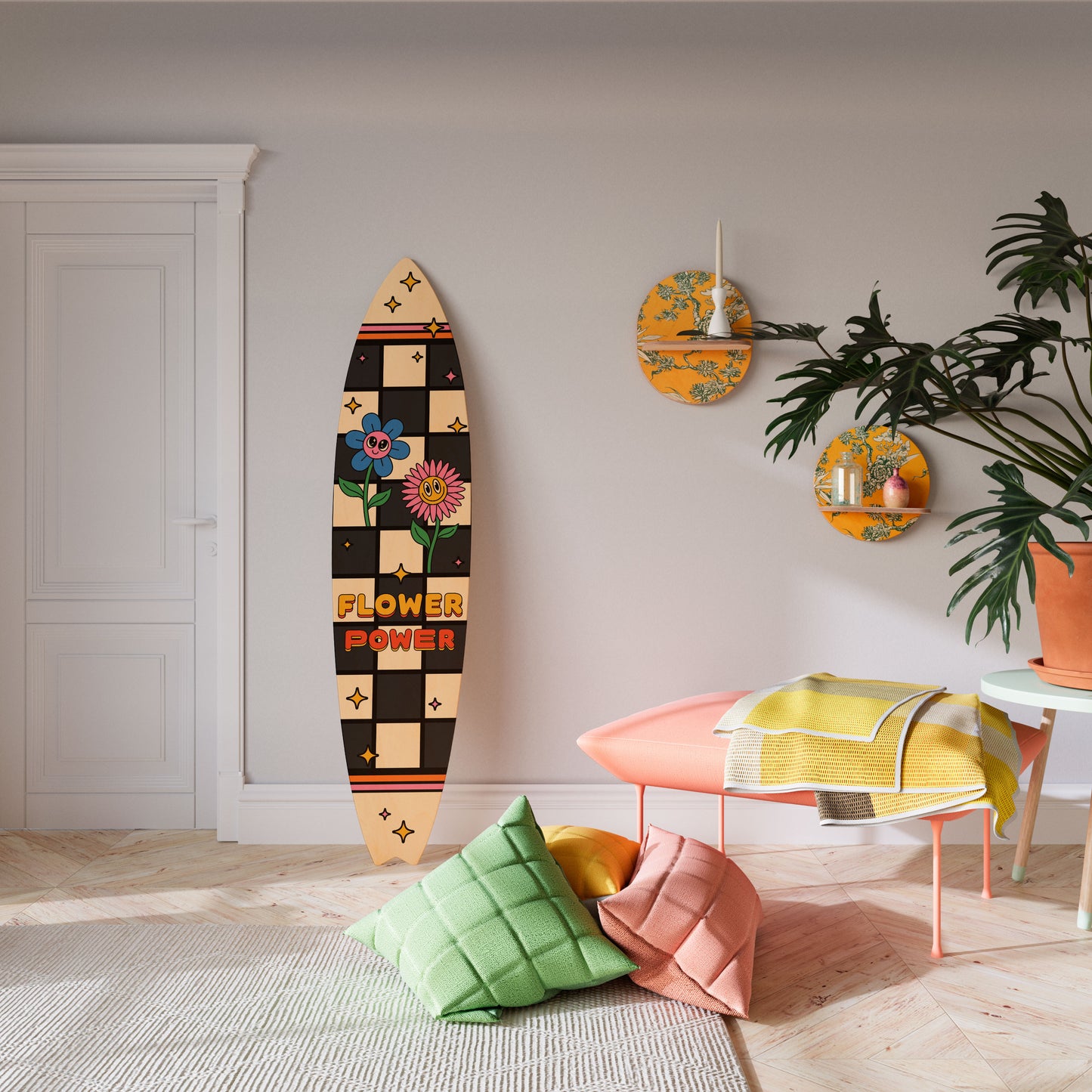 FLOWER POWER Surfboard Decorative Panel