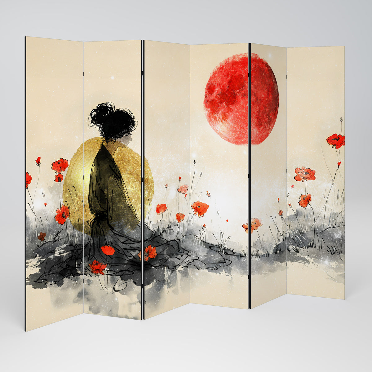 GOLDEN GLOW MEDITATION Paravento Decorativo a 6 Pannelli