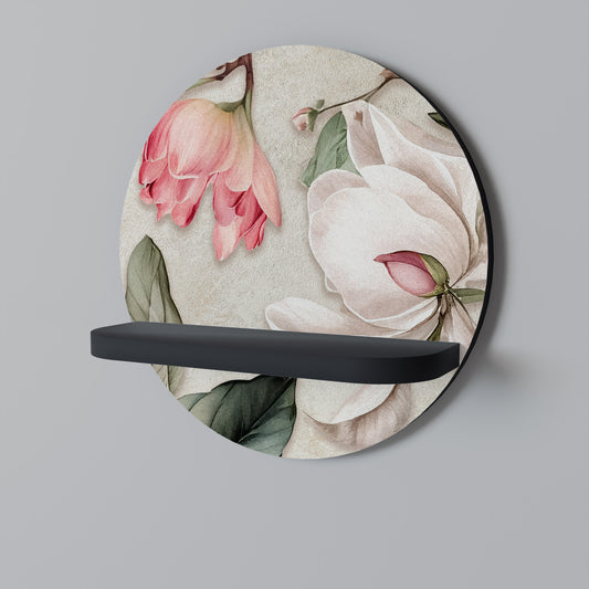 Mensola rotonda FLORAL GRACE in finitura nera