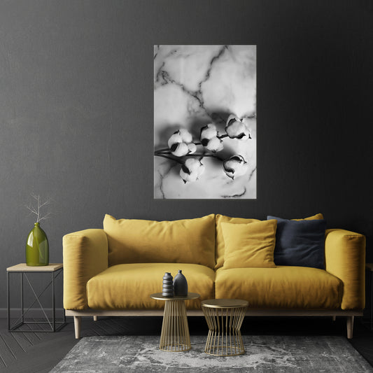MONOCHROME COTTON DREAMS Vertical Canvas Print