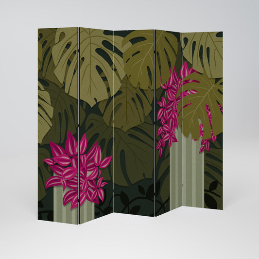 Divisorio decorativo per ambienti TROPICAL BEAUTY a 5 pannelli