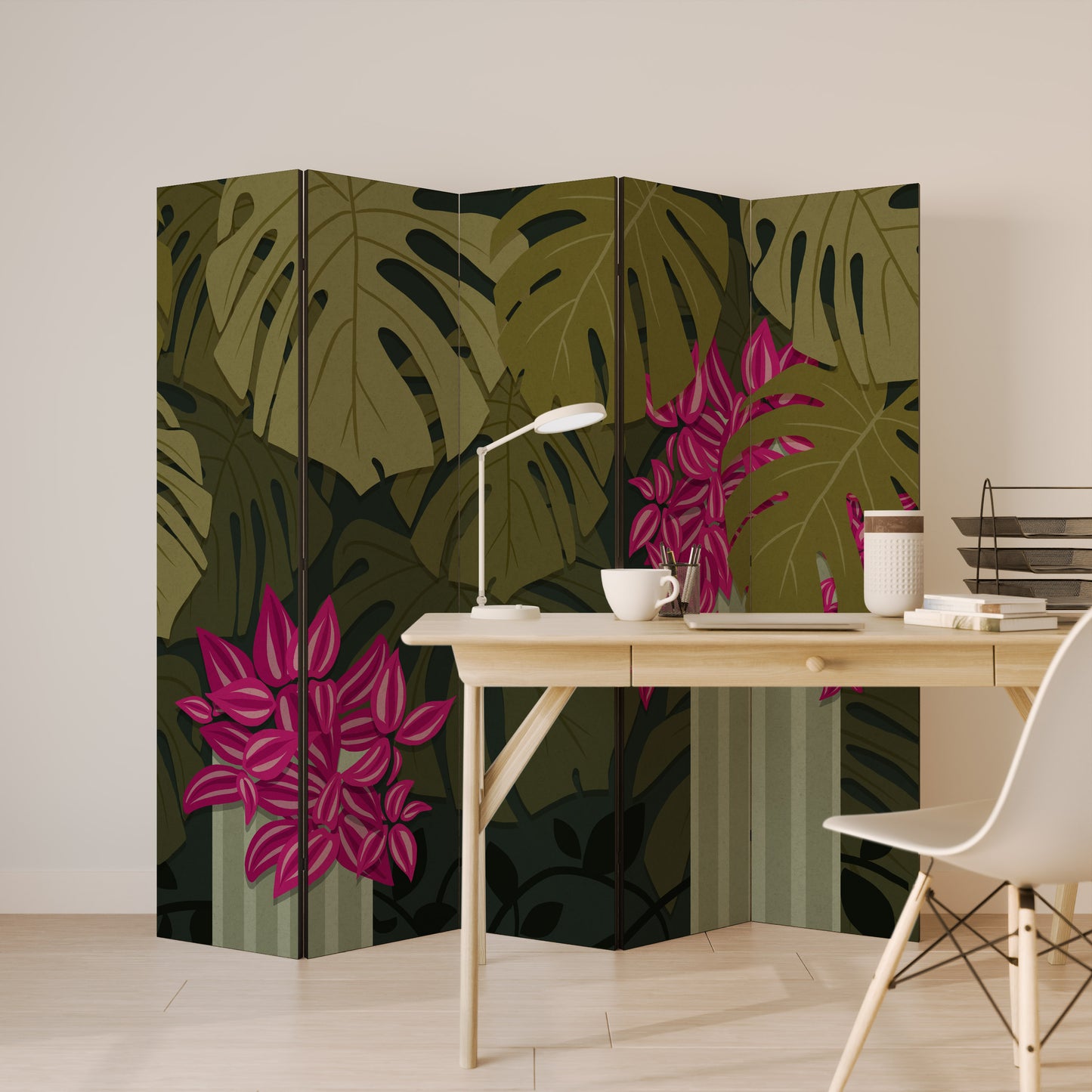 Divisorio decorativo per ambienti TROPICAL BEAUTY a 5 pannelli