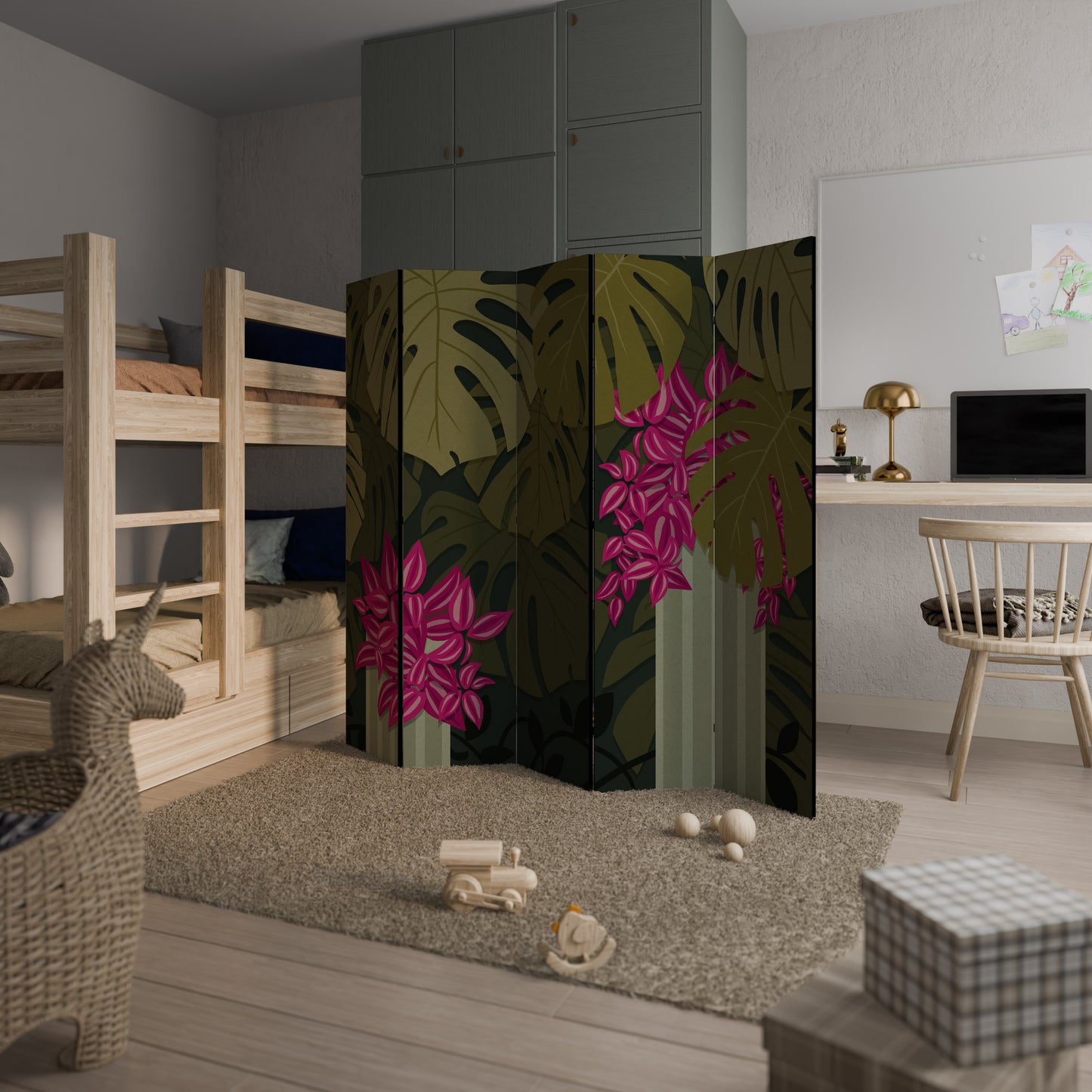 Divisorio decorativo per ambienti TROPICAL BEAUTY a 5 pannelli