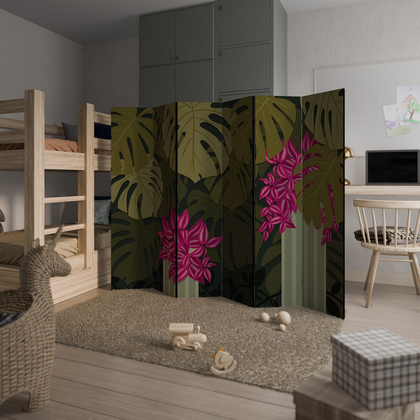 Divisorio decorativo per ambienti TROPICAL BEAUTY a 6 pannelli