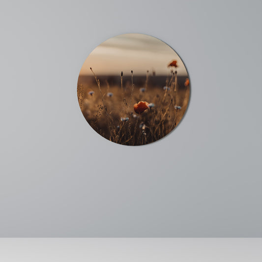 GLOWING MEADOWS AT DUSK Round Wall Art