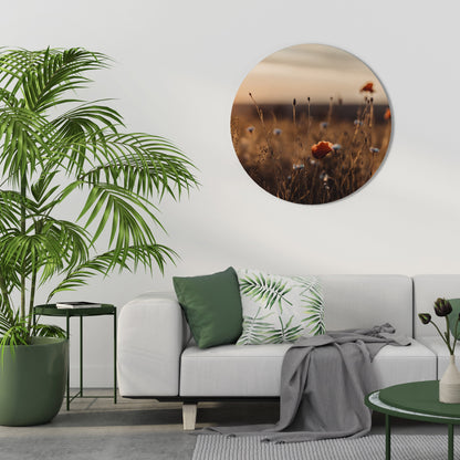 Prati luminosi al tramonto, decorazione murale rotonda