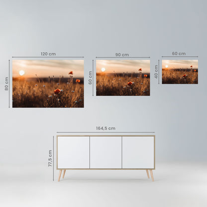 Poster orizzontale staccabile e attaccabile "PRATI LUMINOSI AL TRAMONTO"