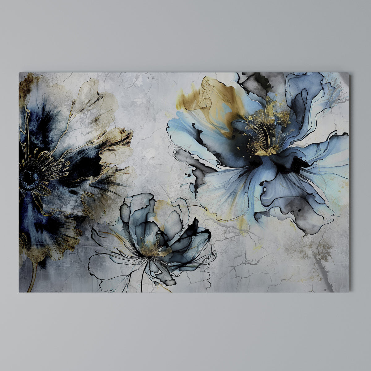 COBALT BLOSSOMS Stampa su tela orizzontale