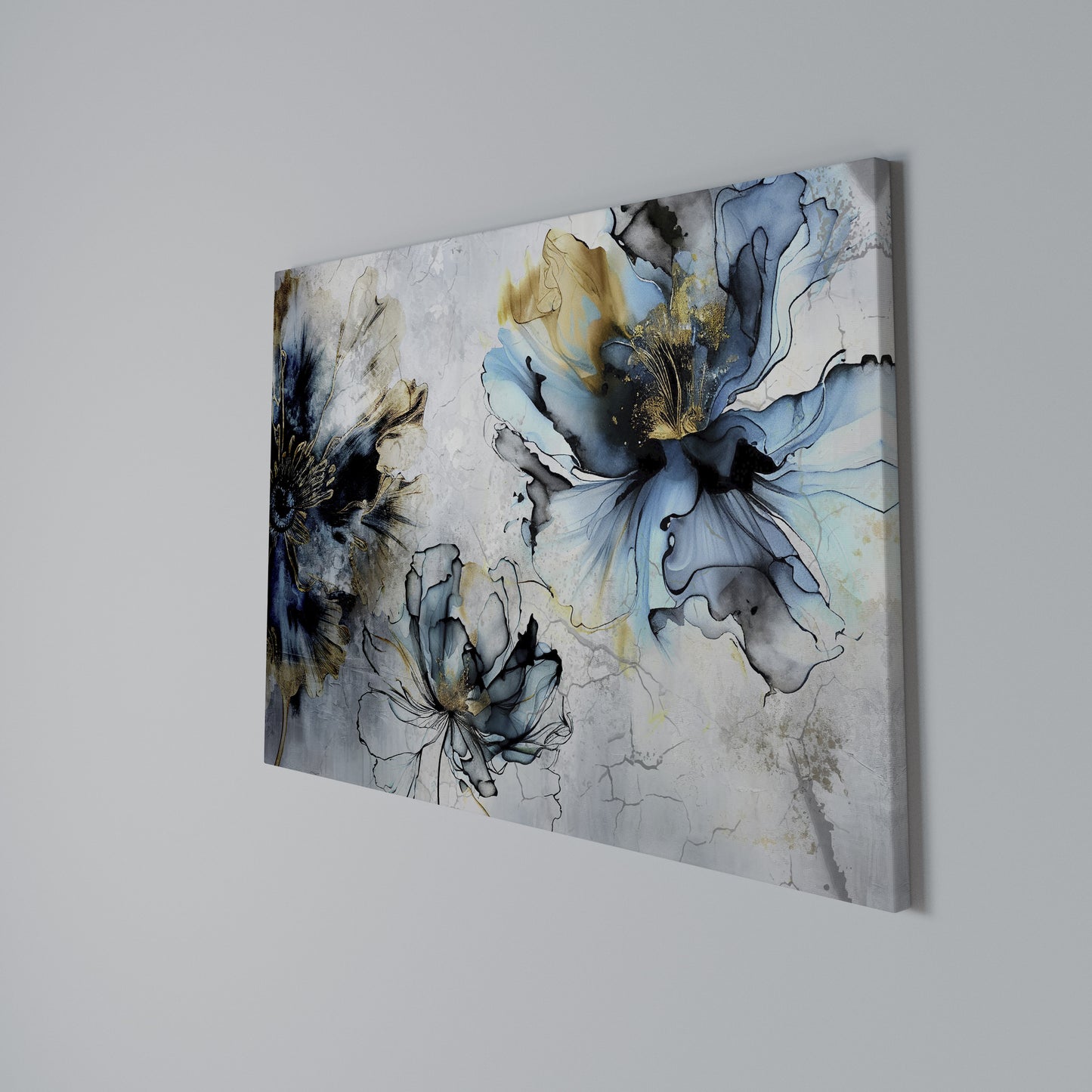 COBALT BLOSSOMS Stampa su tela orizzontale
