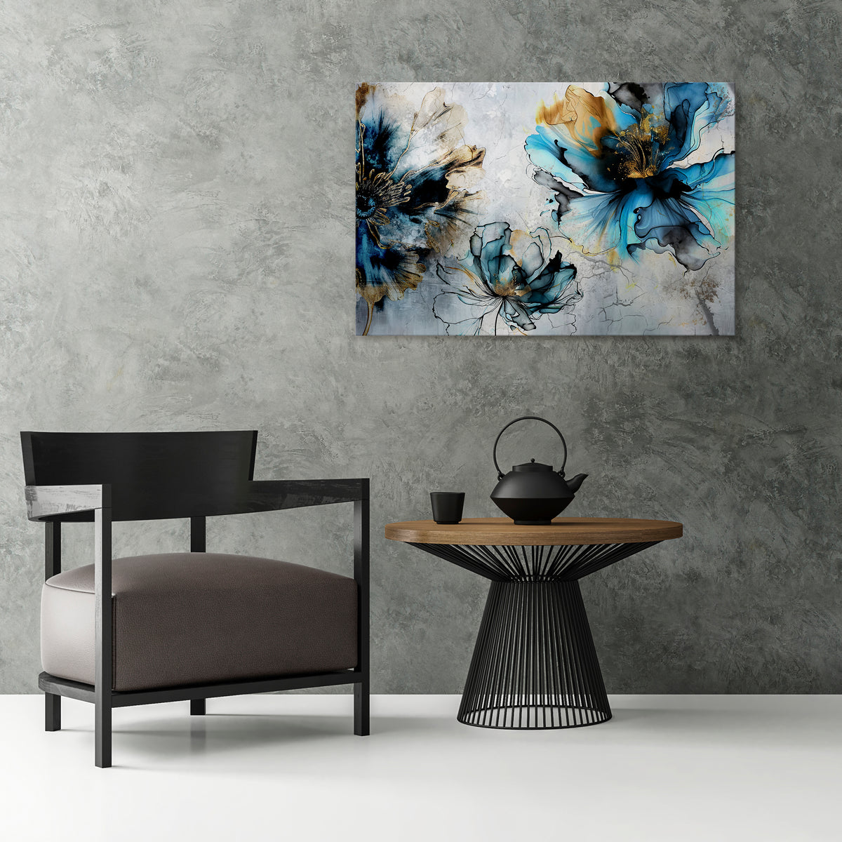 COBALT BLOSSOMS Stampa su tela orizzontale
