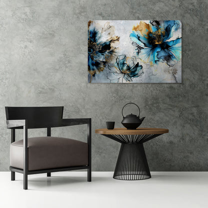 COBALT BLOSSOMS Stampa su tela orizzontale