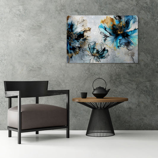 COBALT BLOSSOMS Stampa su tela orizzontale