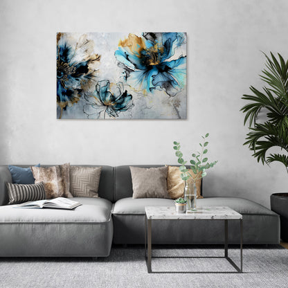 COBALT BLOSSOMS Stampa su tela orizzontale