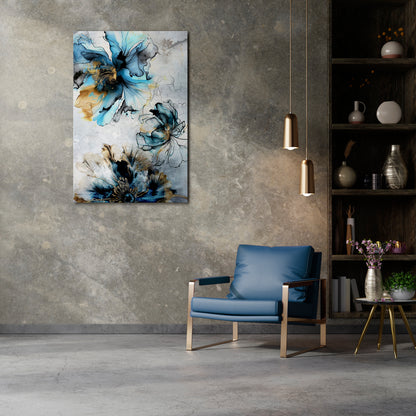 COBALT BLOSSOMS Stampa su tela verticale