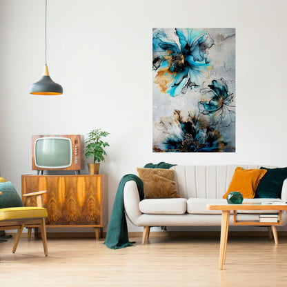 Poster verticale staccabile e attaccabile "FIORI DI COBALTO"