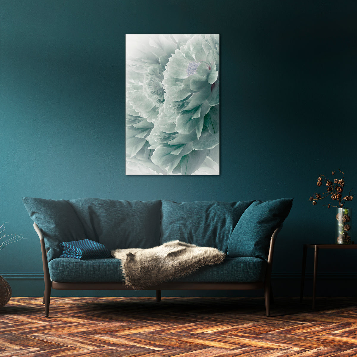 TREE PEONIES Stampa su tela verticale