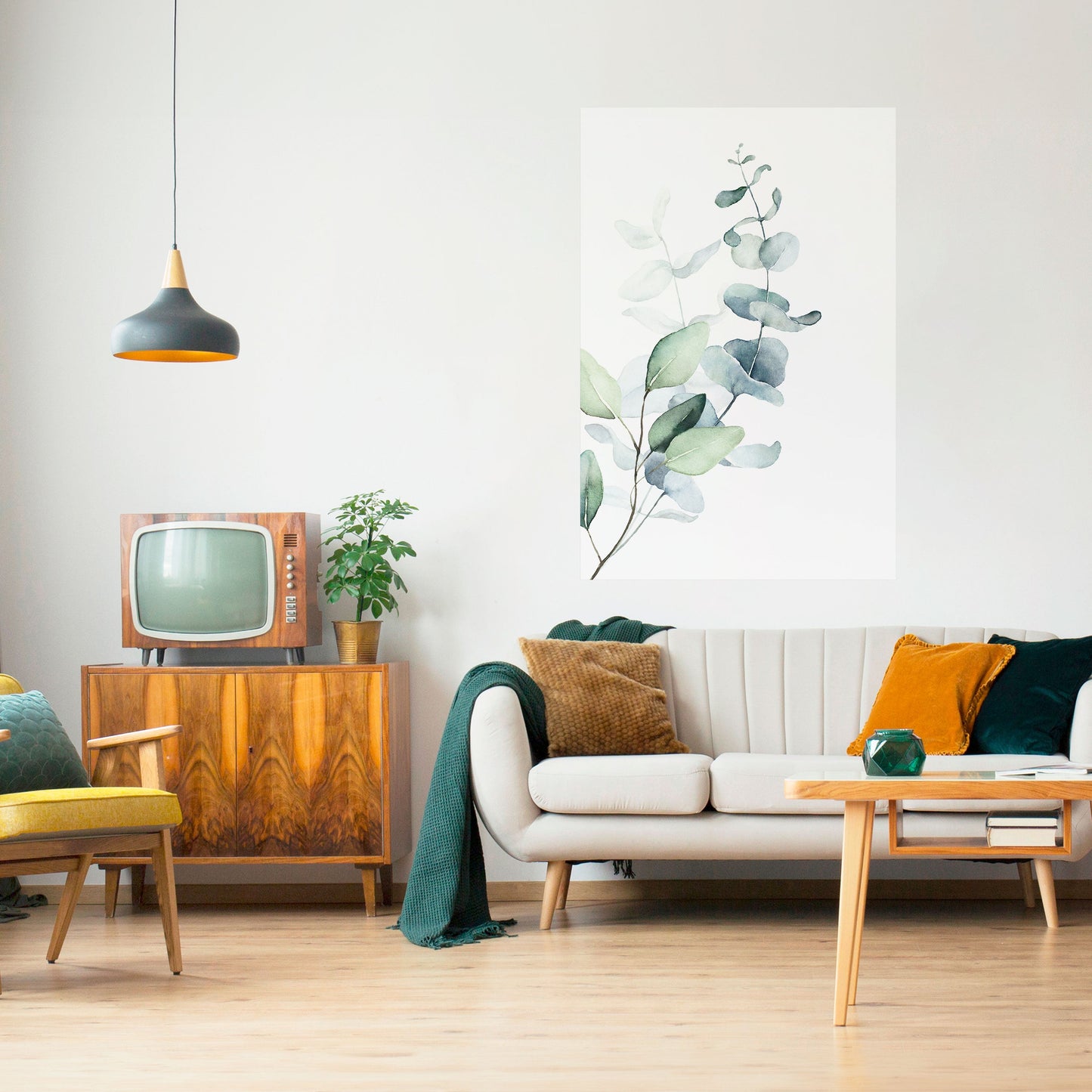 Poster verticale staccabile e attaccabile AQUA LEAF SYMPHONY