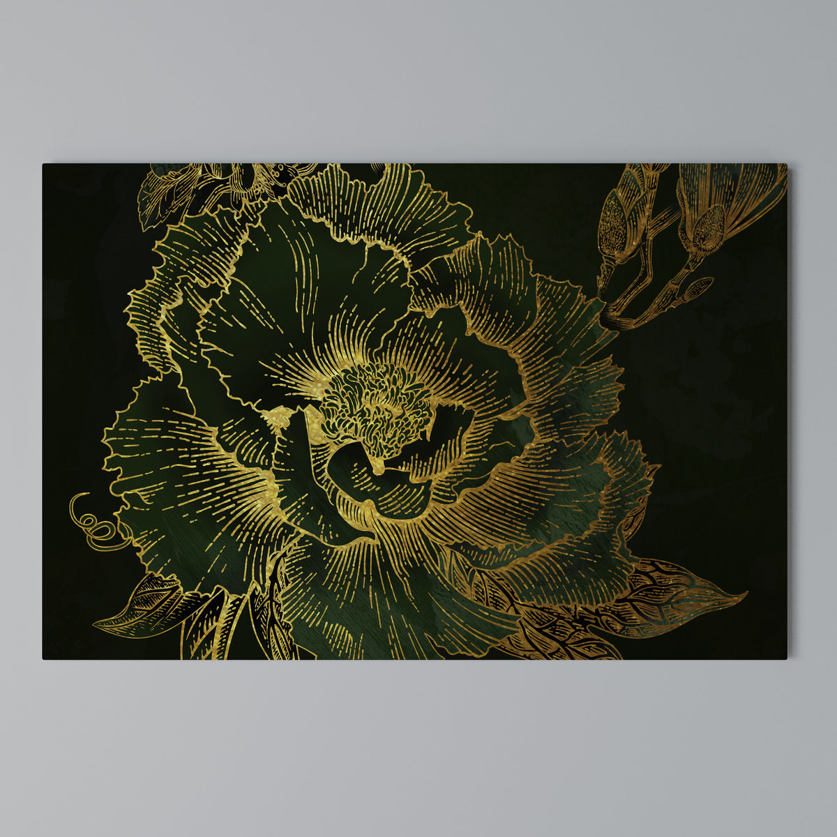 MIDNIGHT FLORAL GLIMMER Stampa su tela orizzontale