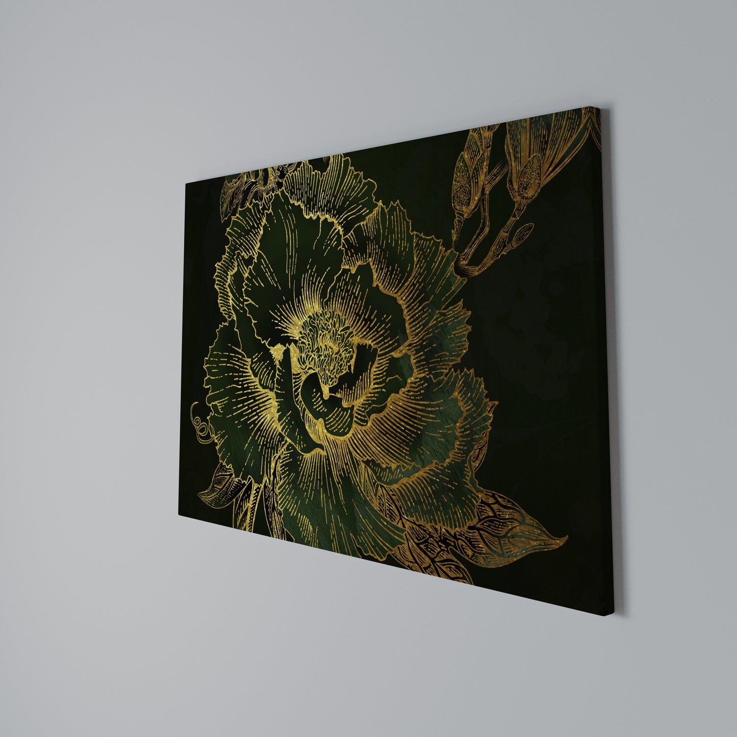 MIDNIGHT FLORAL GLIMMER Stampa su tela orizzontale