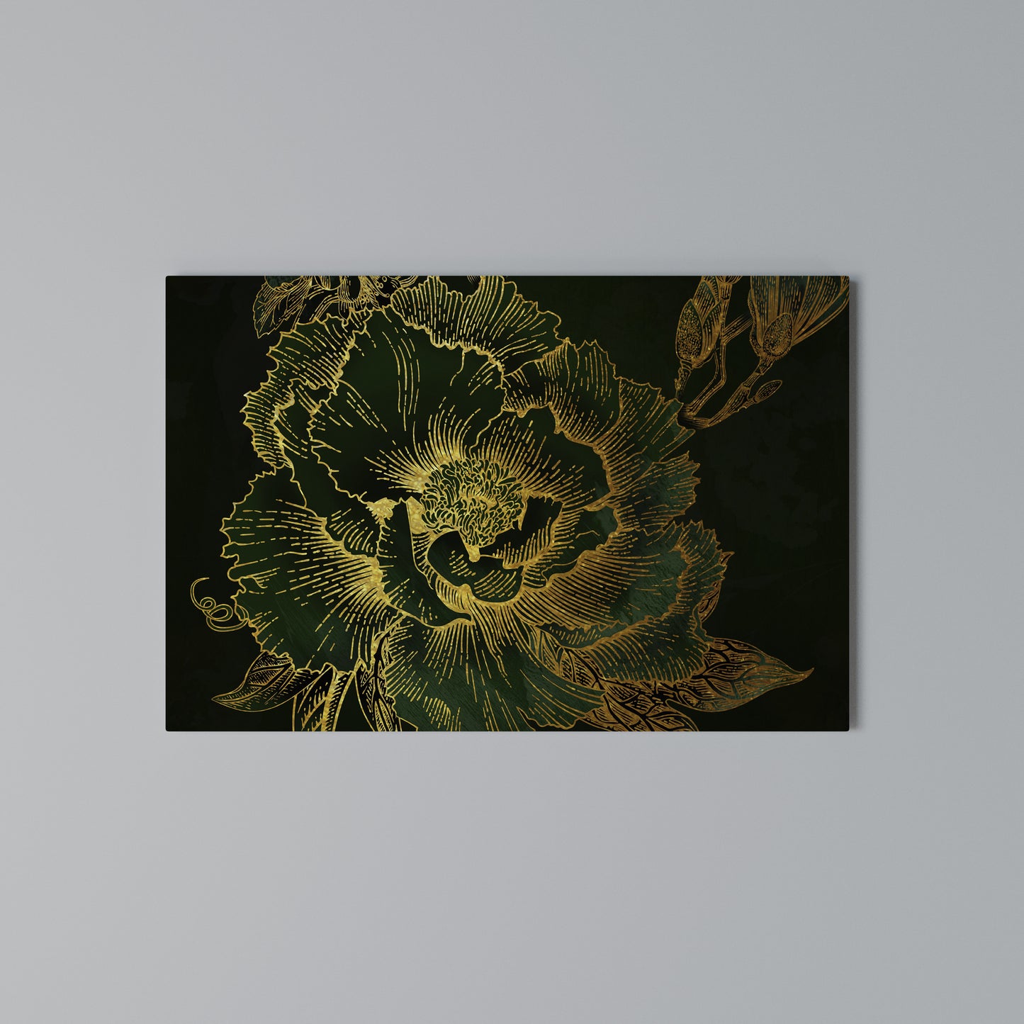 MIDNIGHT FLORAL GLIMMER Stampa su tela orizzontale
