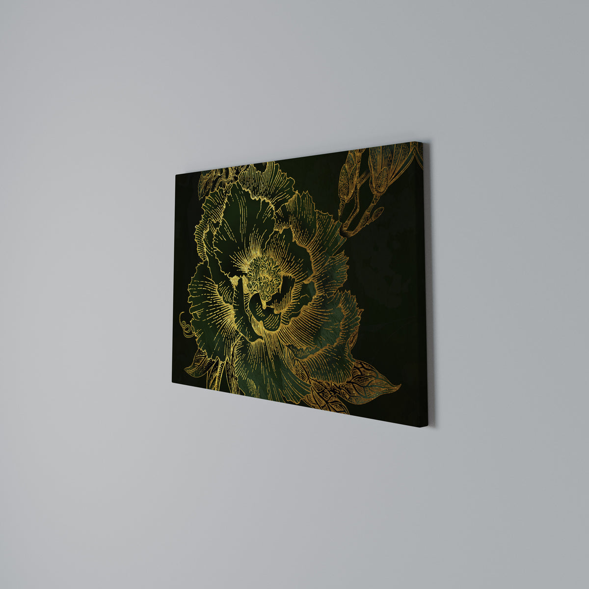 MIDNIGHT FLORAL GLIMMER Stampa su tela orizzontale