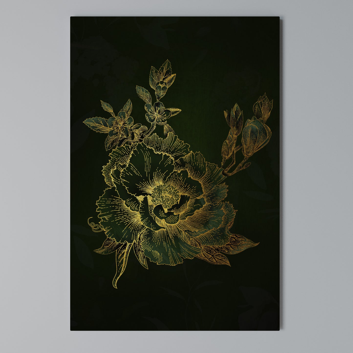 MIDNIGHT FLORAL GLIMMER Stampa su Tela Verticale