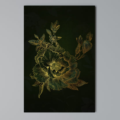 MIDNIGHT FLORAL GLIMMER Stampa su Tela Verticale