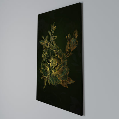 MIDNIGHT FLORAL GLIMMER Stampa su Tela Verticale