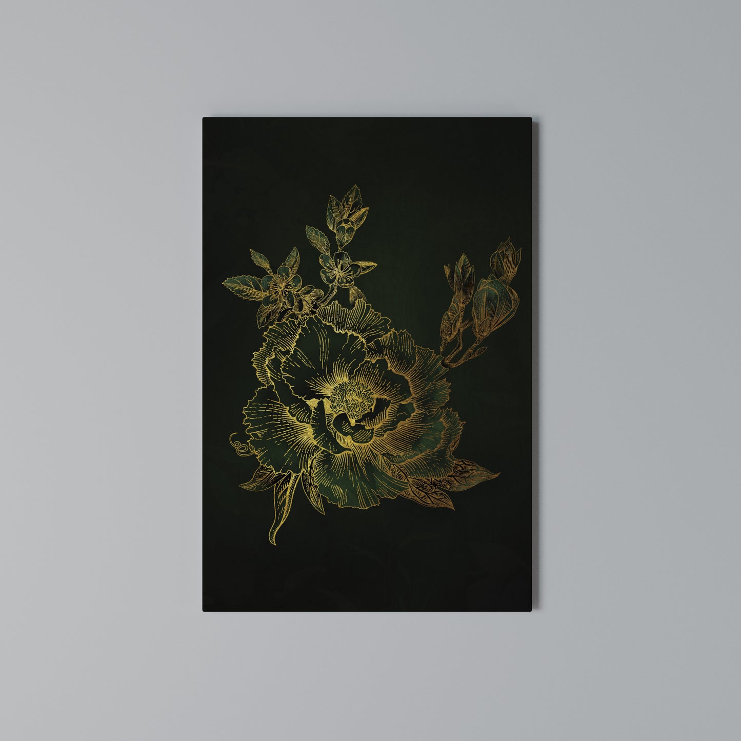 MIDNIGHT FLORAL GLIMMER Stampa su Tela Verticale