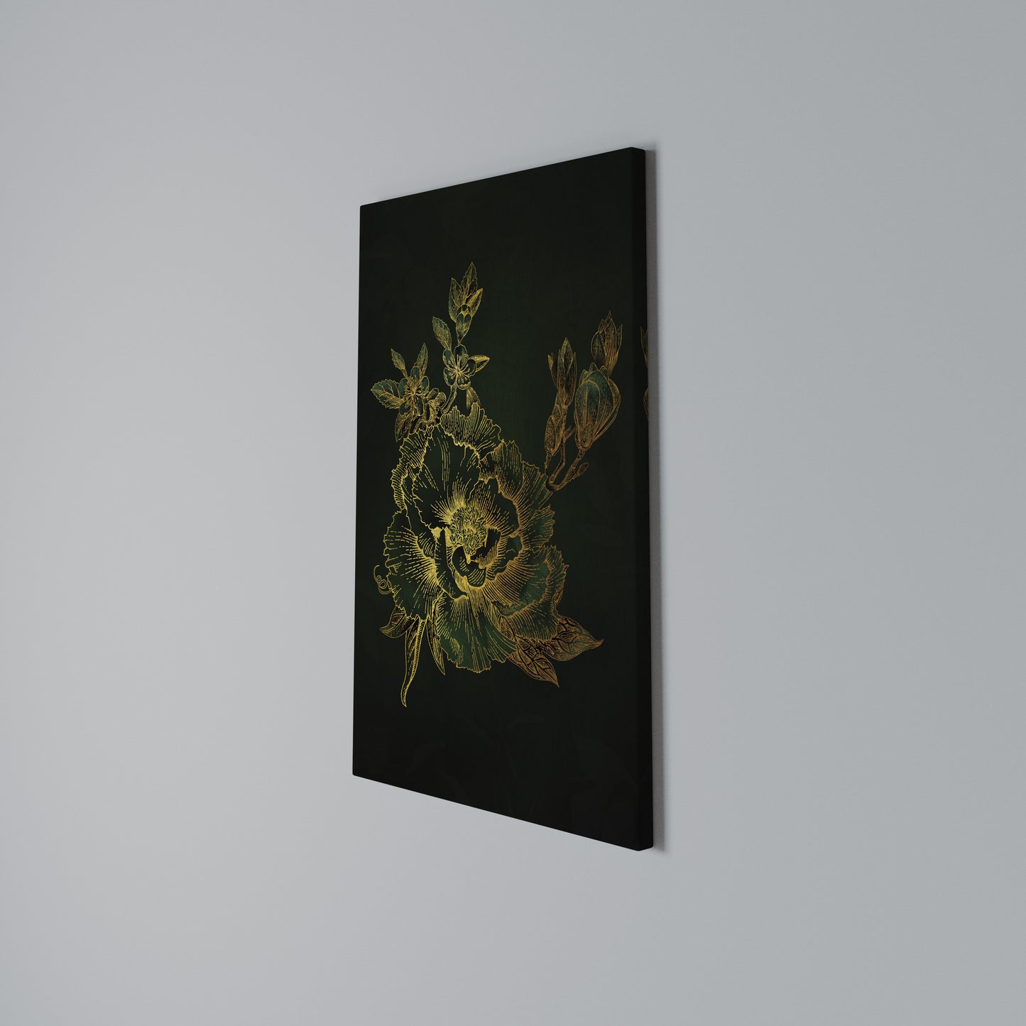 MIDNIGHT FLORAL GLIMMER Stampa su Tela Verticale