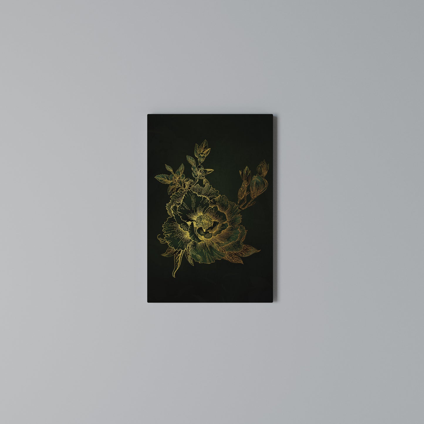 MIDNIGHT FLORAL GLIMMER Stampa su Tela Verticale