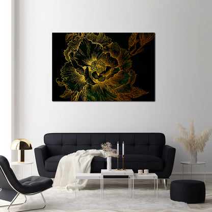 MIDNIGHT FLORAL GLIMMER Stampa su tela orizzontale