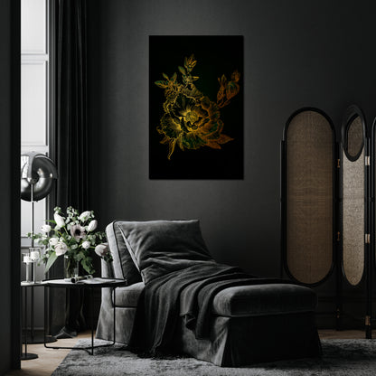 MIDNIGHT FLORAL GLIMMER Stampa su tela verticale