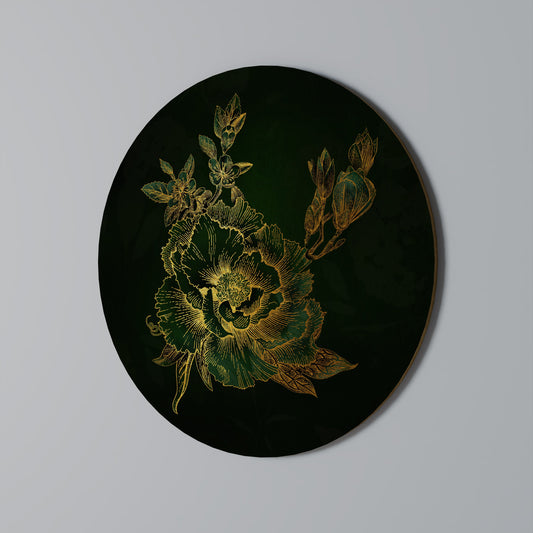 MIDNIGHT FLORAL GLIMMER - Decorazione murale rotonda