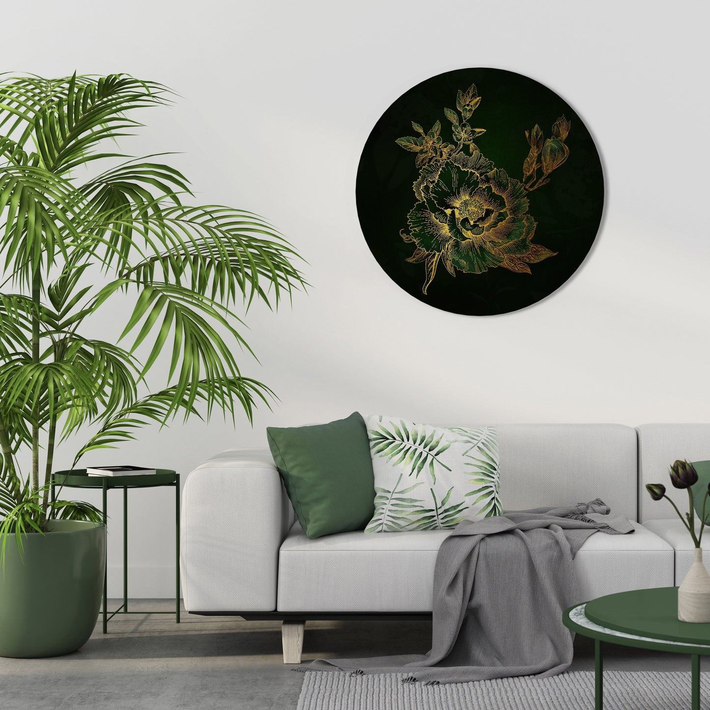 MIDNIGHT FLORAL GLIMMER - Decorazione murale rotonda