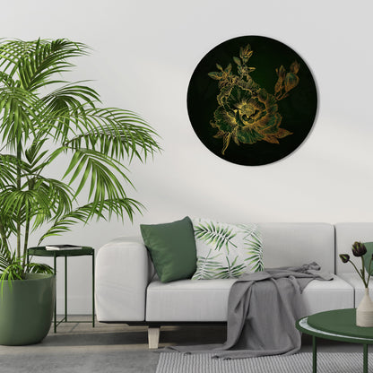 MIDNIGHT FLORAL GLIMMER - Decorazione murale rotonda