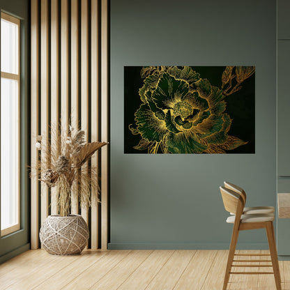 Poster orizzontale staccabile e attaccabile MIDNIGHT FLORAL GLIMMER